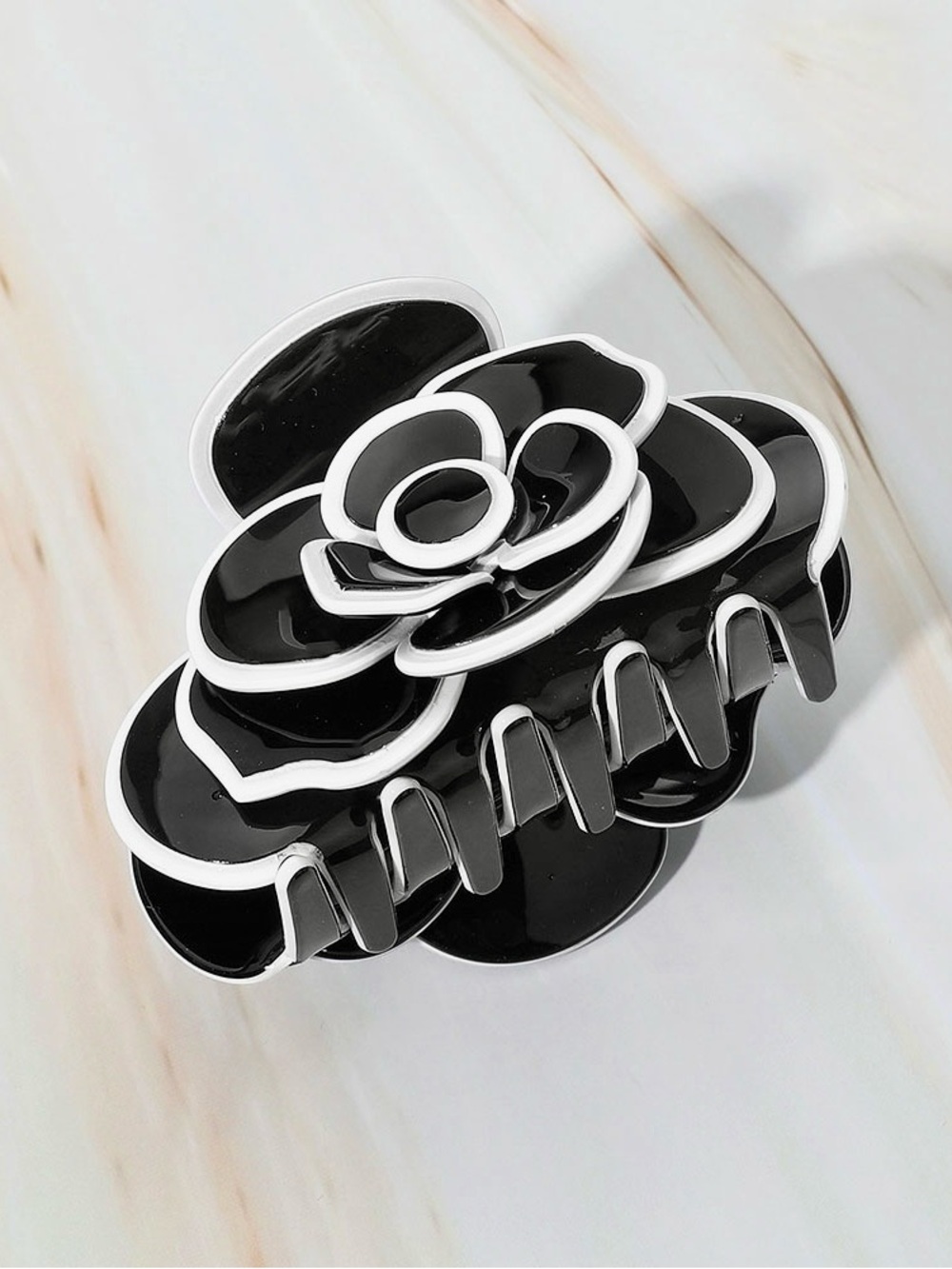 Camellia Flower Hair Claw Clip - Select Black or Pink - Picture 2 of 6